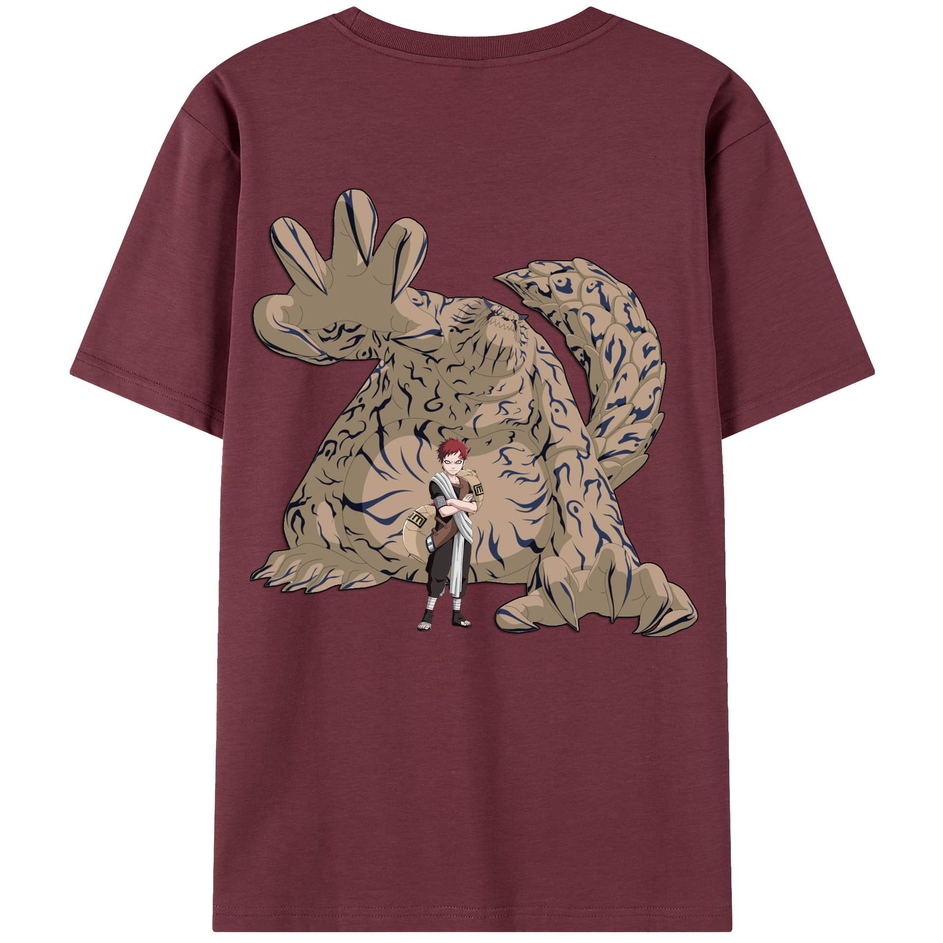 （画像用） NARUTO -ナルト- ガアラ Gaara 綿100％半袖Tシャツ（背面プリント）